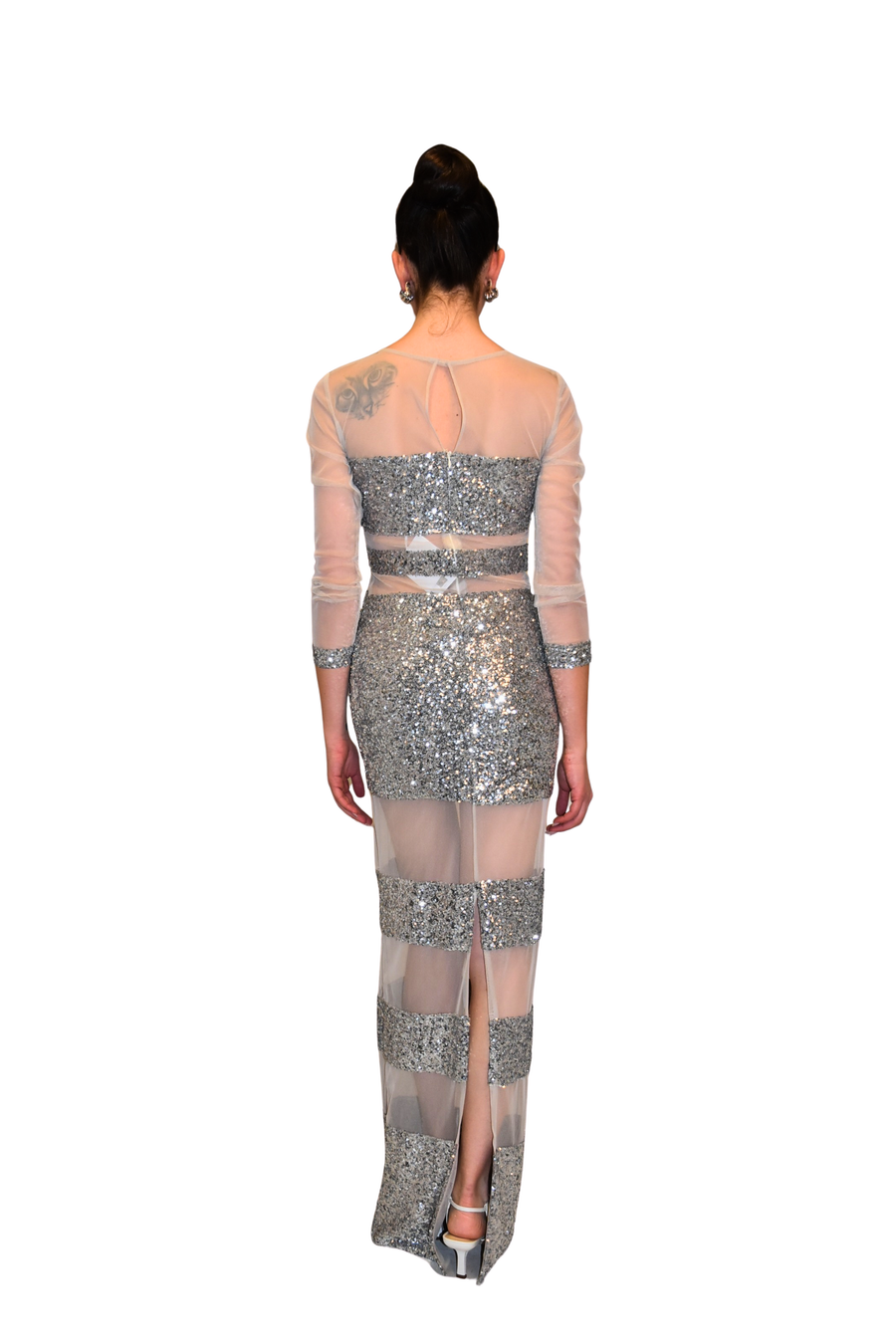 Abito lungo payettes e tulle trasparente ATELIER LEGORA