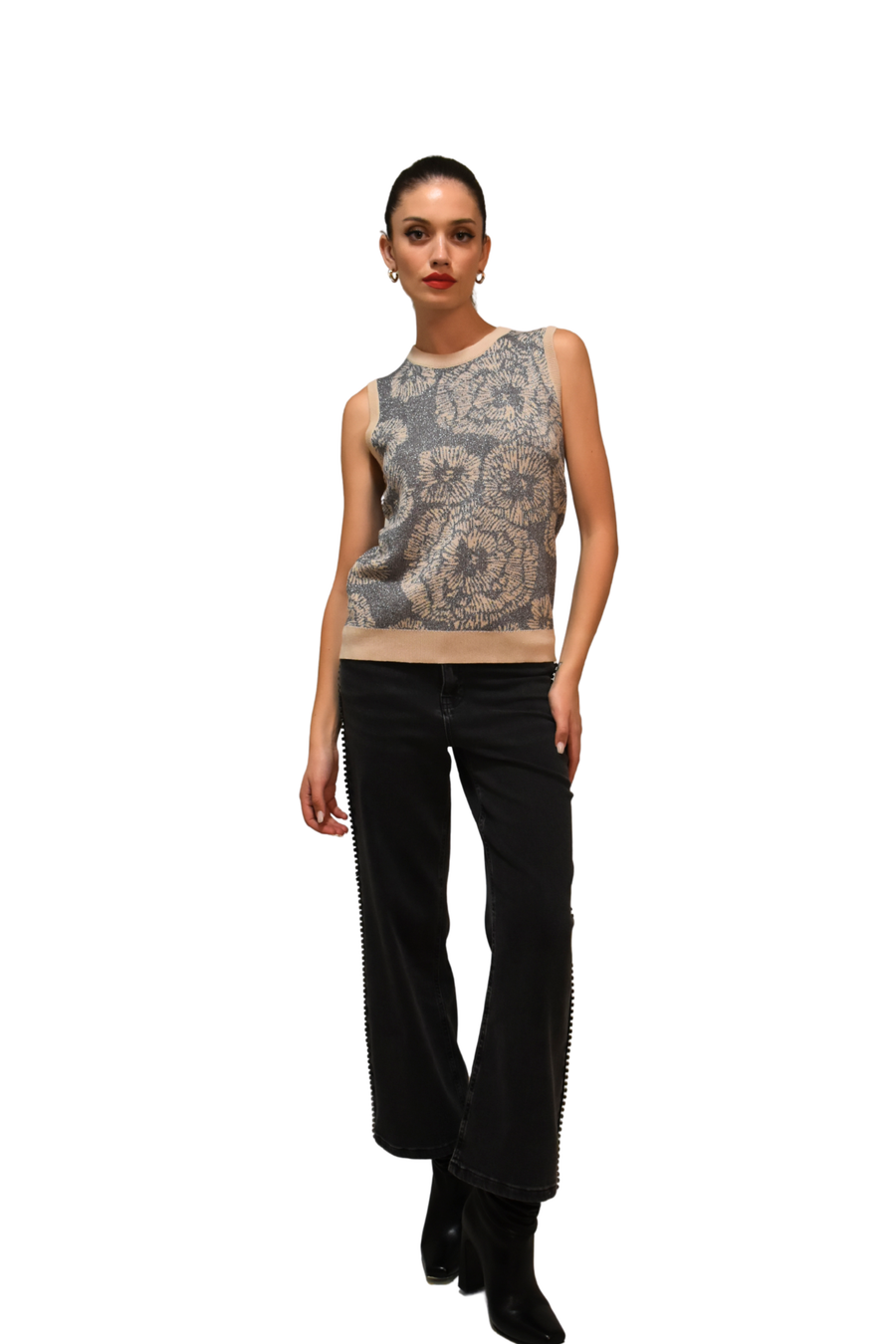 Maglia jacquard senza maniche in lurex Z.O.E.