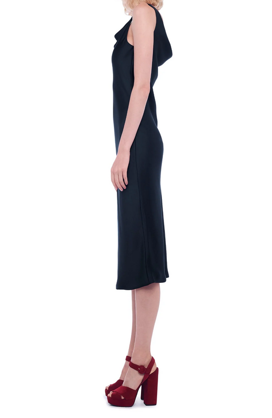 Abito Midi In Satin nero Con Collo Ad Anello NORMA KAMALI