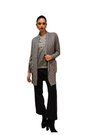 Cardigan lungo in maglia con tasche in ecofur Z.O.E.