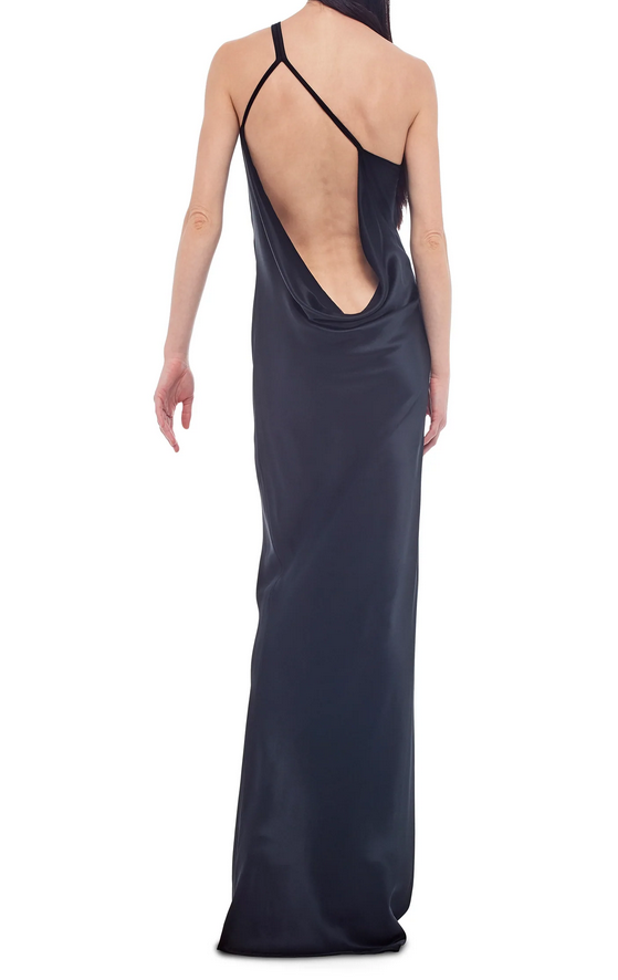 Abito lungo In Satin Con scollatura asimmetrica NORMA KAMALI