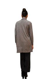 Cardigan lungo in maglia con tasche in ecofur Z.O.E.