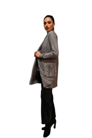 Cardigan lungo in maglia con tasche in ecofur Z.O.E.