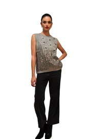 Maglia a coste senza maniche ricamo fiori LAFTY LIE