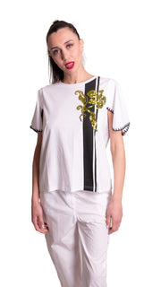 T-shirt di cotone con ricamo fiore Z.O.E.