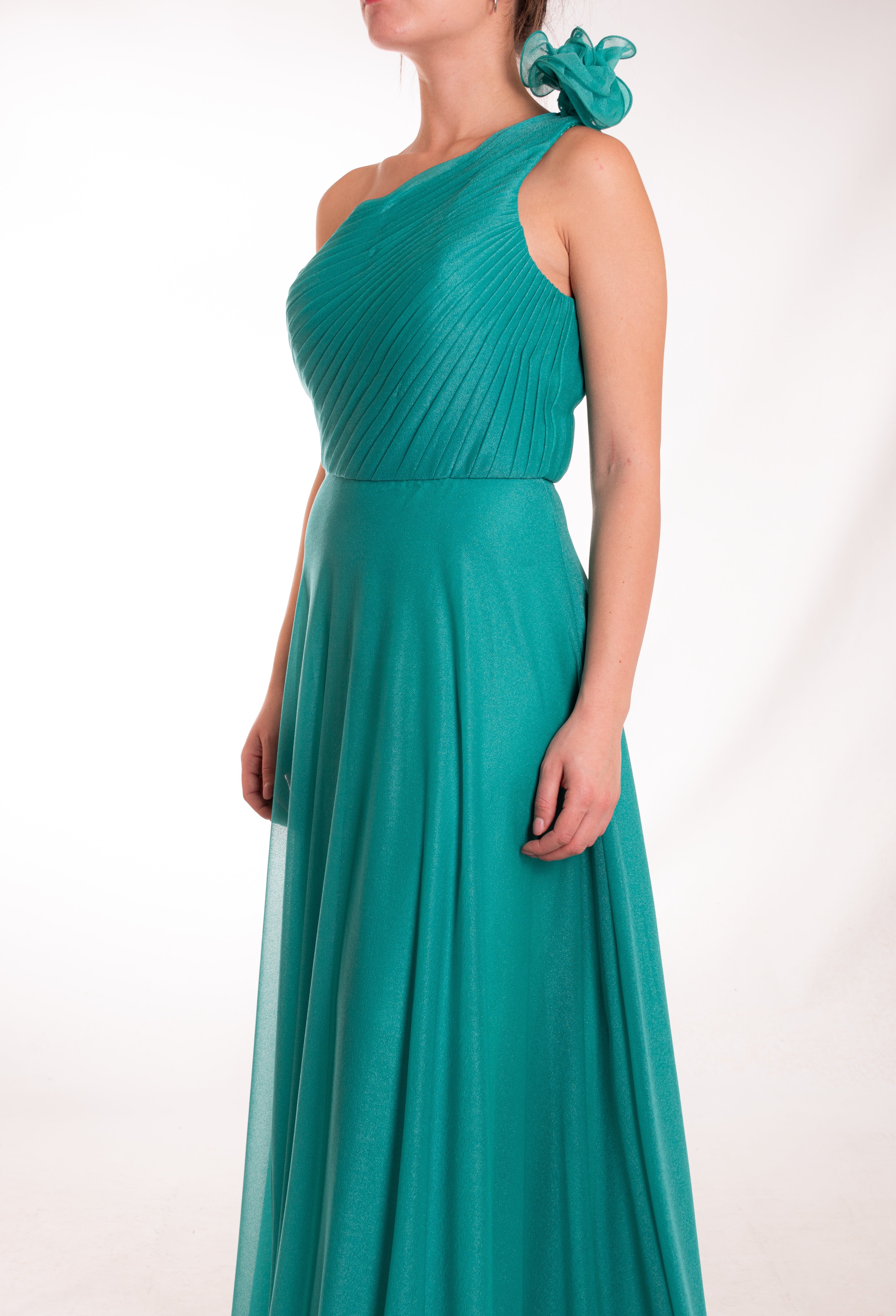 Abito Lungo Monospalla Dettaglio Fiore GLO'