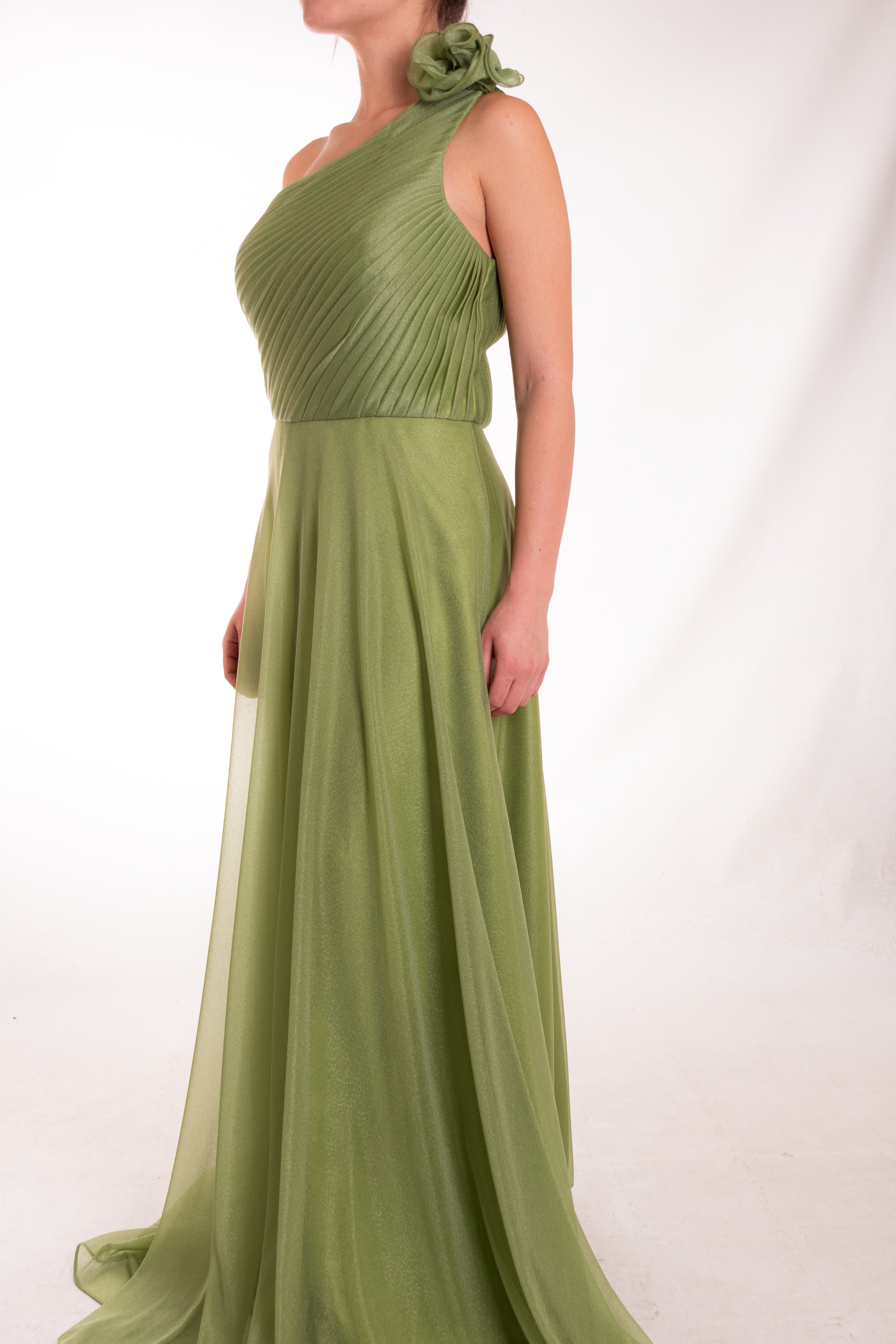 Abito Lungo Monospalla Dettaglio Fiore GLO'