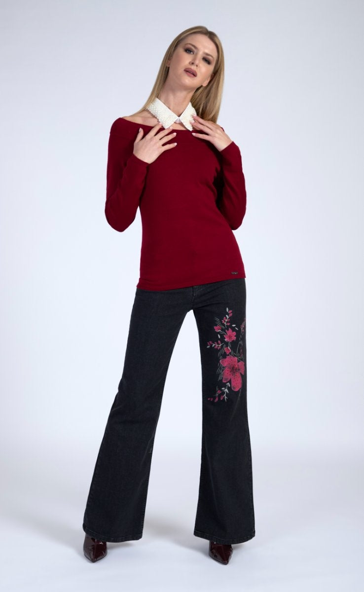 Maglia con colletto di perle LAFTY LIE