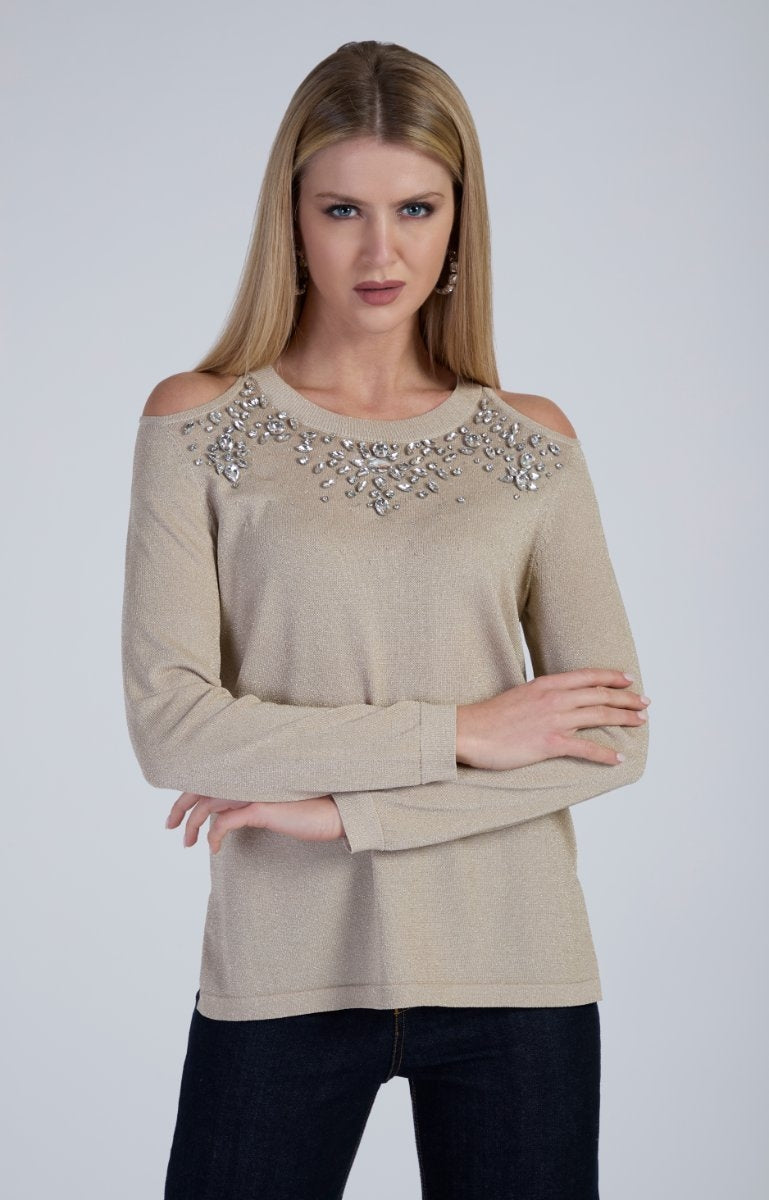 Maglia in lurex dettaglio cristalli LAFTY LIE