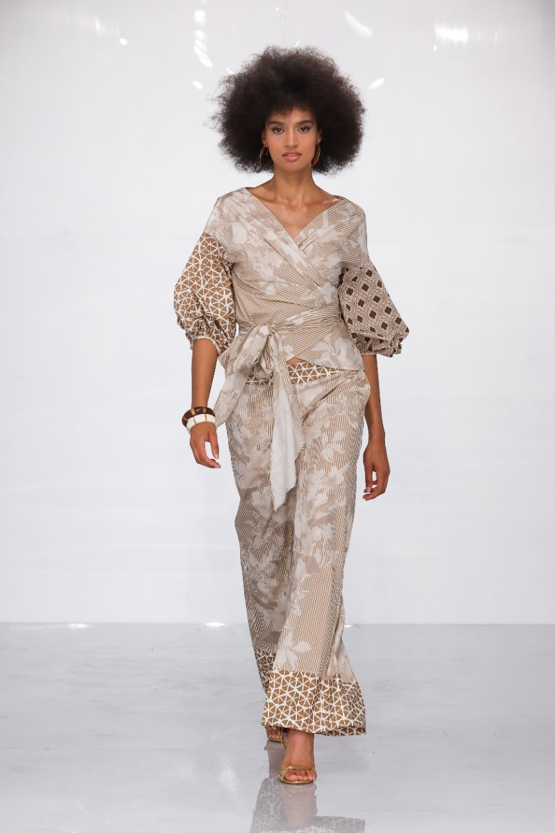 Pantalone palazzo in cotone floreale LAFTY LIE