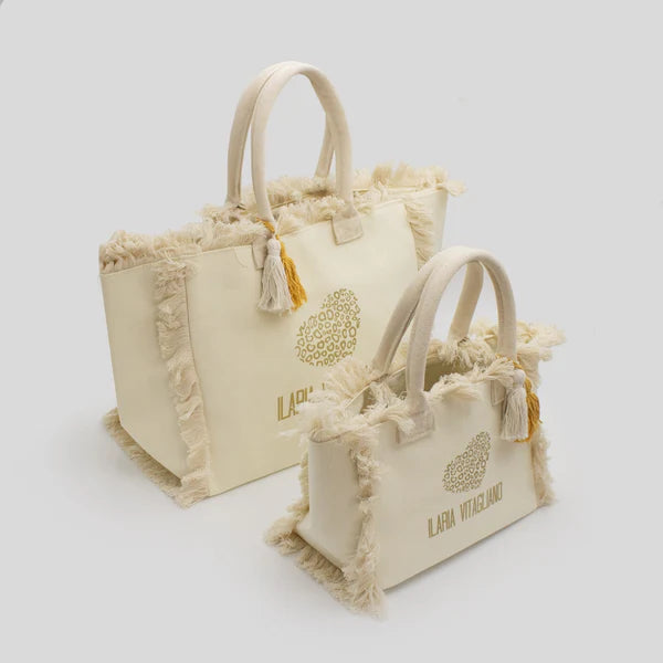Borsa piccola in tessuto canvas con logo ILARIA VITAGLIANO