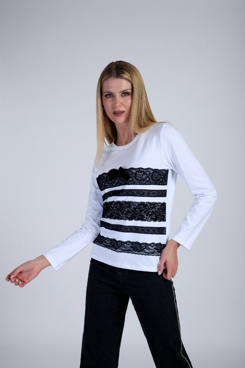 T-shirt di cotone con applicazioni in pizzo LAFTY LIE