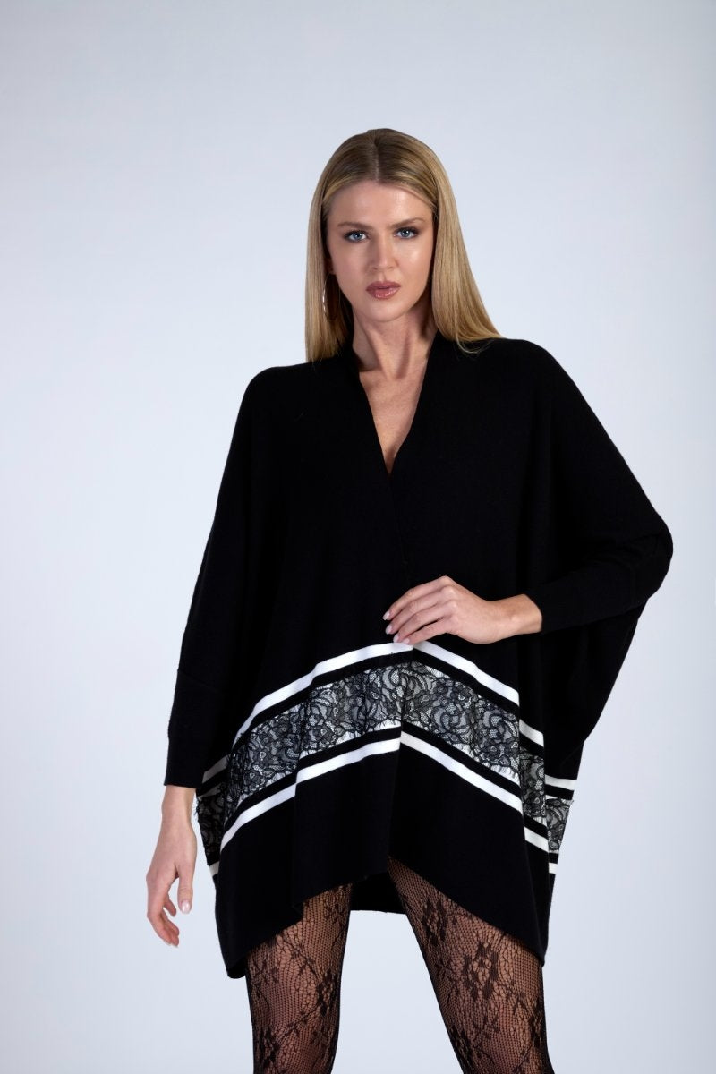 Cardigan in maglia asimmetrico Dettaglio pizzo LAFTY LIE