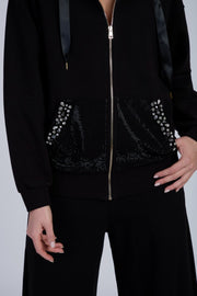 Cardigan di felpa dettaglio strass e cristalli LAFTY LIE