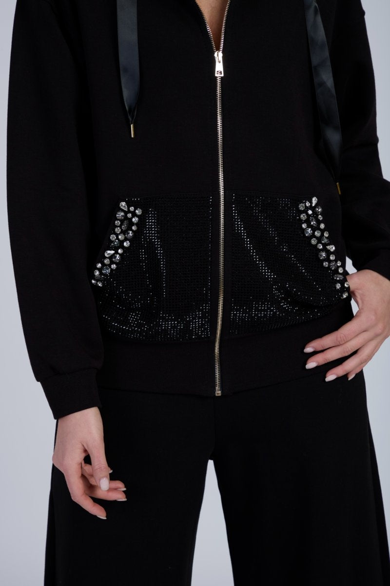 Cardigan di felpa dettaglio strass e cristalli LAFTY LIE