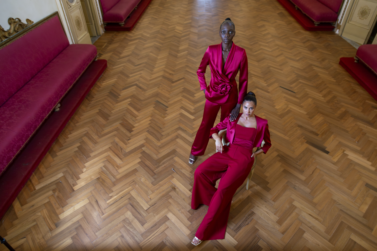 Nuova Collezione Giacca in raso dettaglio rosa ELISABETTA DORI