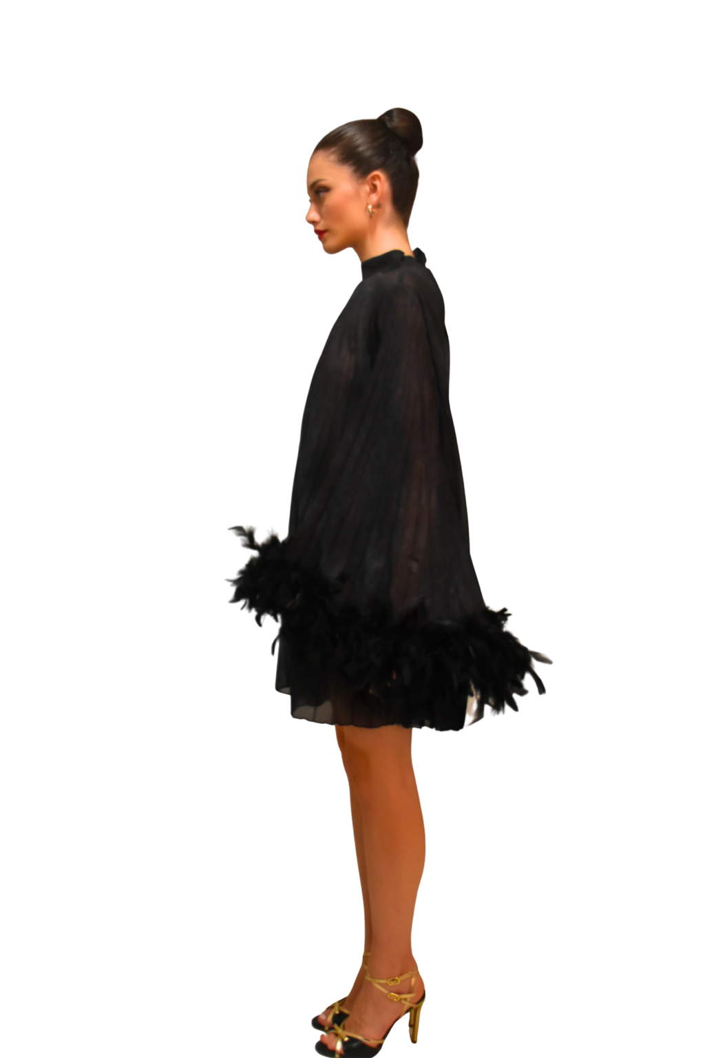 Miniabito plissè con piume ODI ET AMO