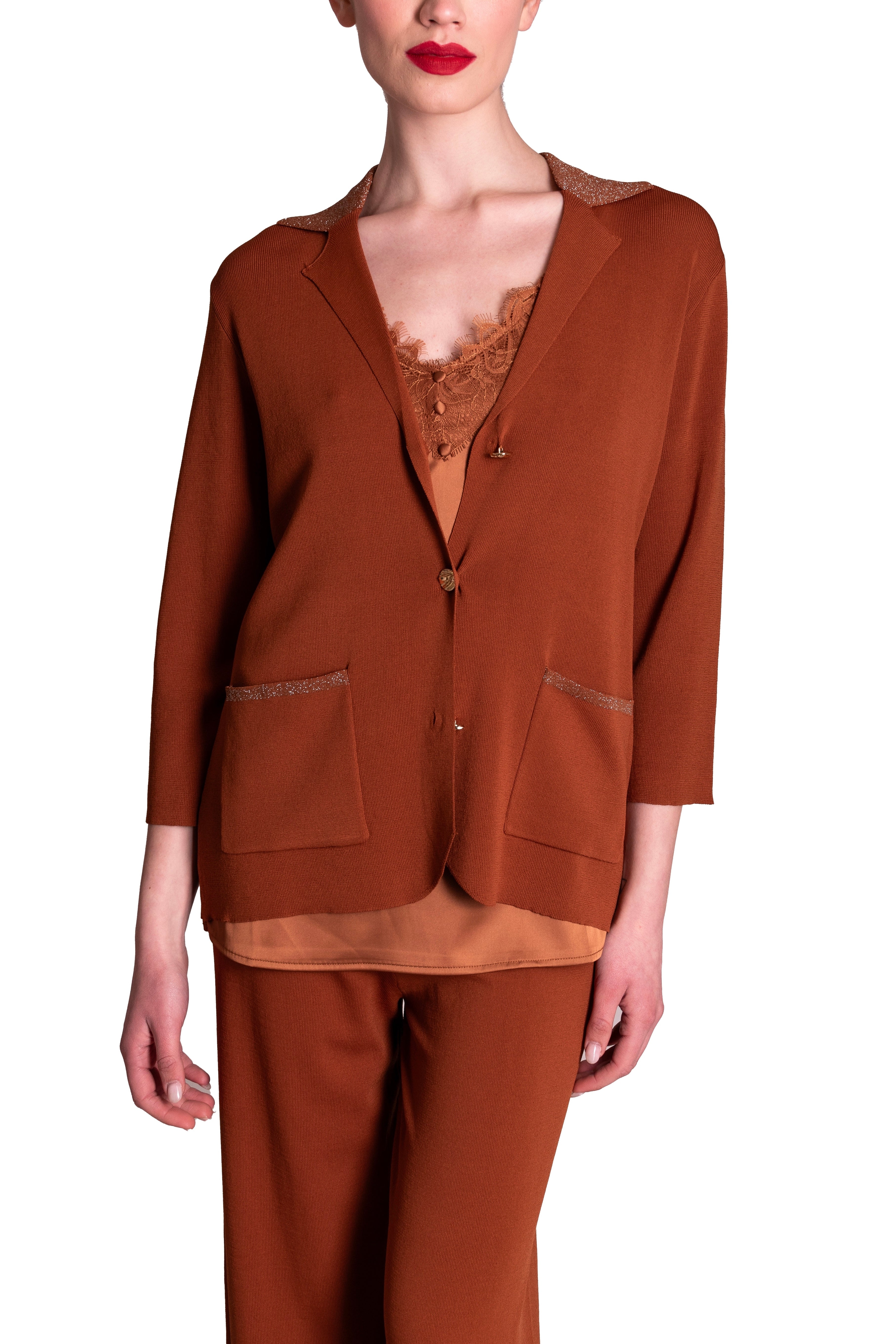 Cardigan in maglia con revers laminati Z.O.E.