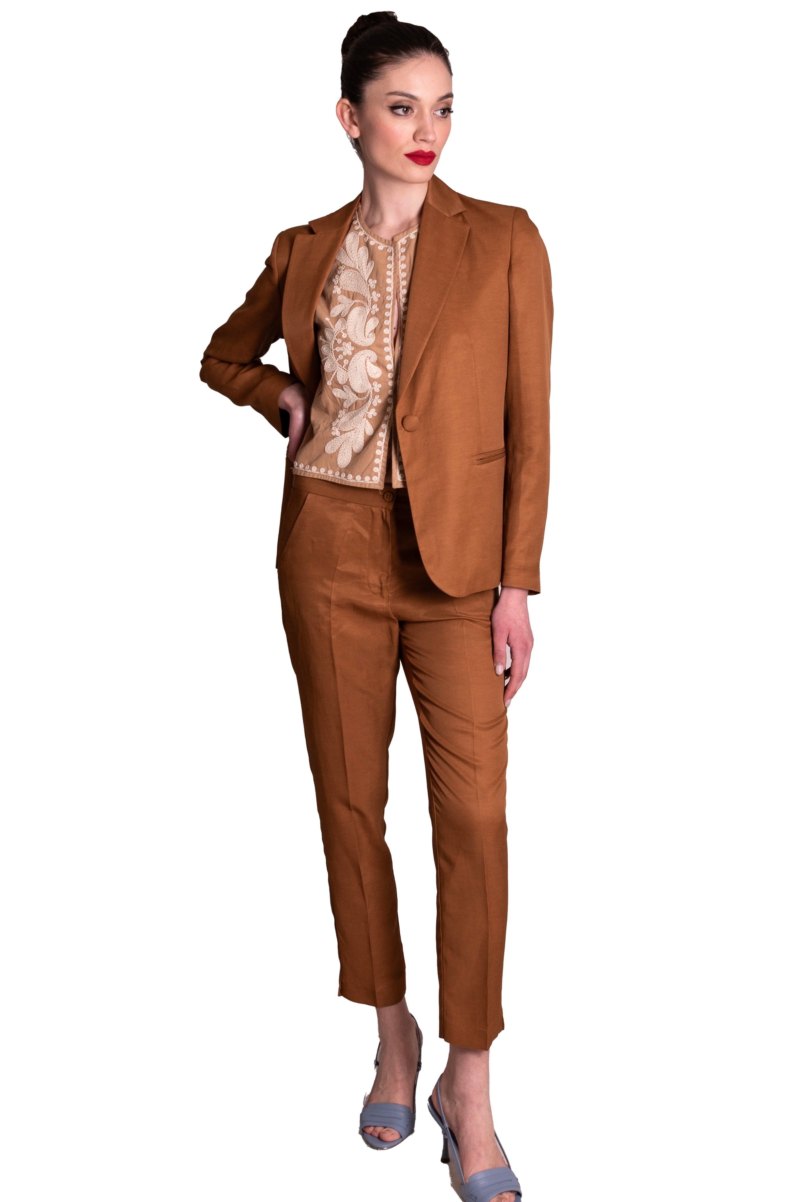 Giacca blazer in lino lucido D19