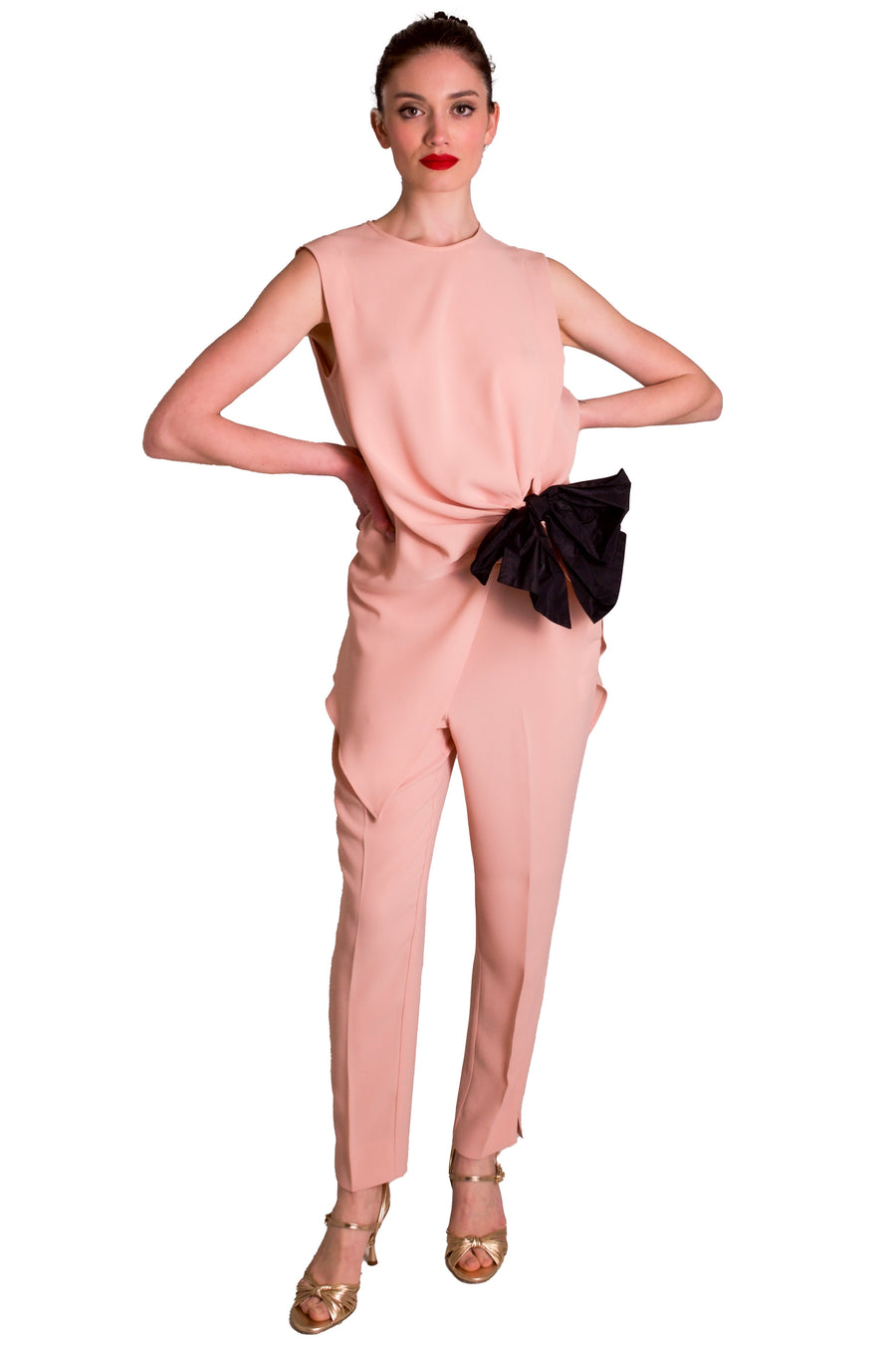 Blusa fluida in crepe grezza dettaglio fiocco ALBA CONDE