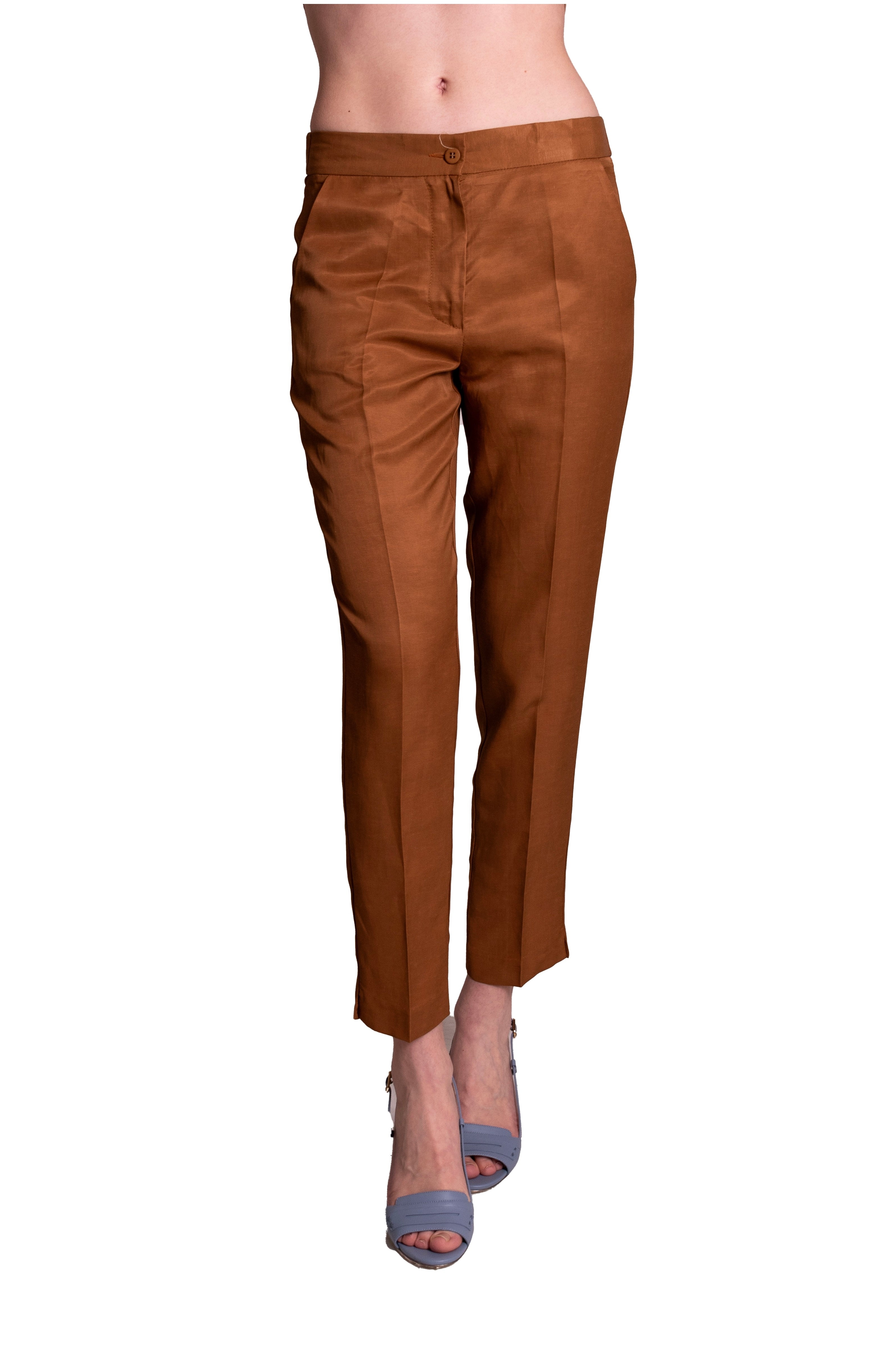 Pantaloni dritti in lino lucido D19