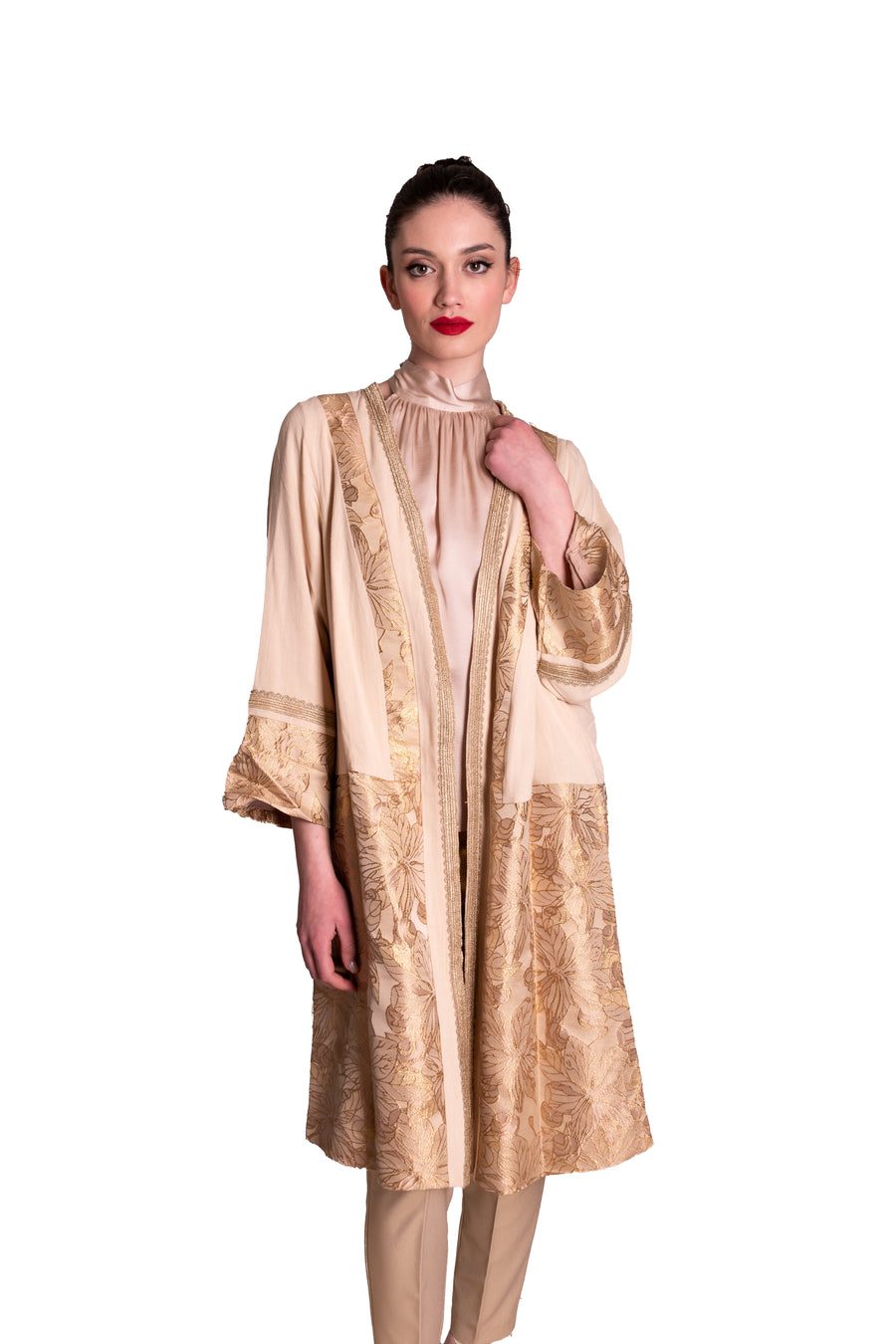 Caftano in tessuto con inserti jacquard MEISIE