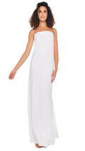 Abito lungo dettaglio cut-out in raso bianco NORMA KAMALI