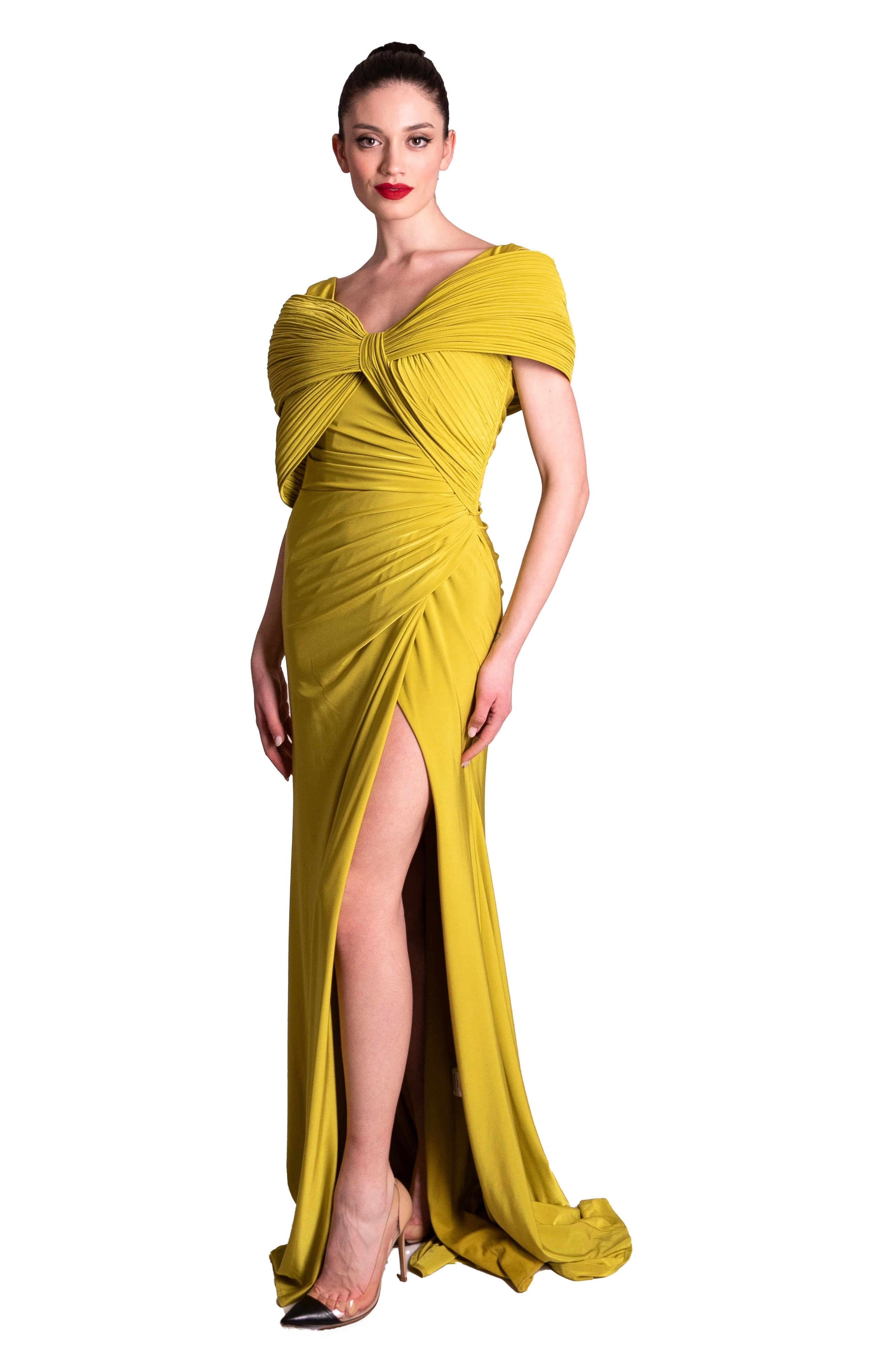 Abito Lungo in jersey Con bustino plissè META 4