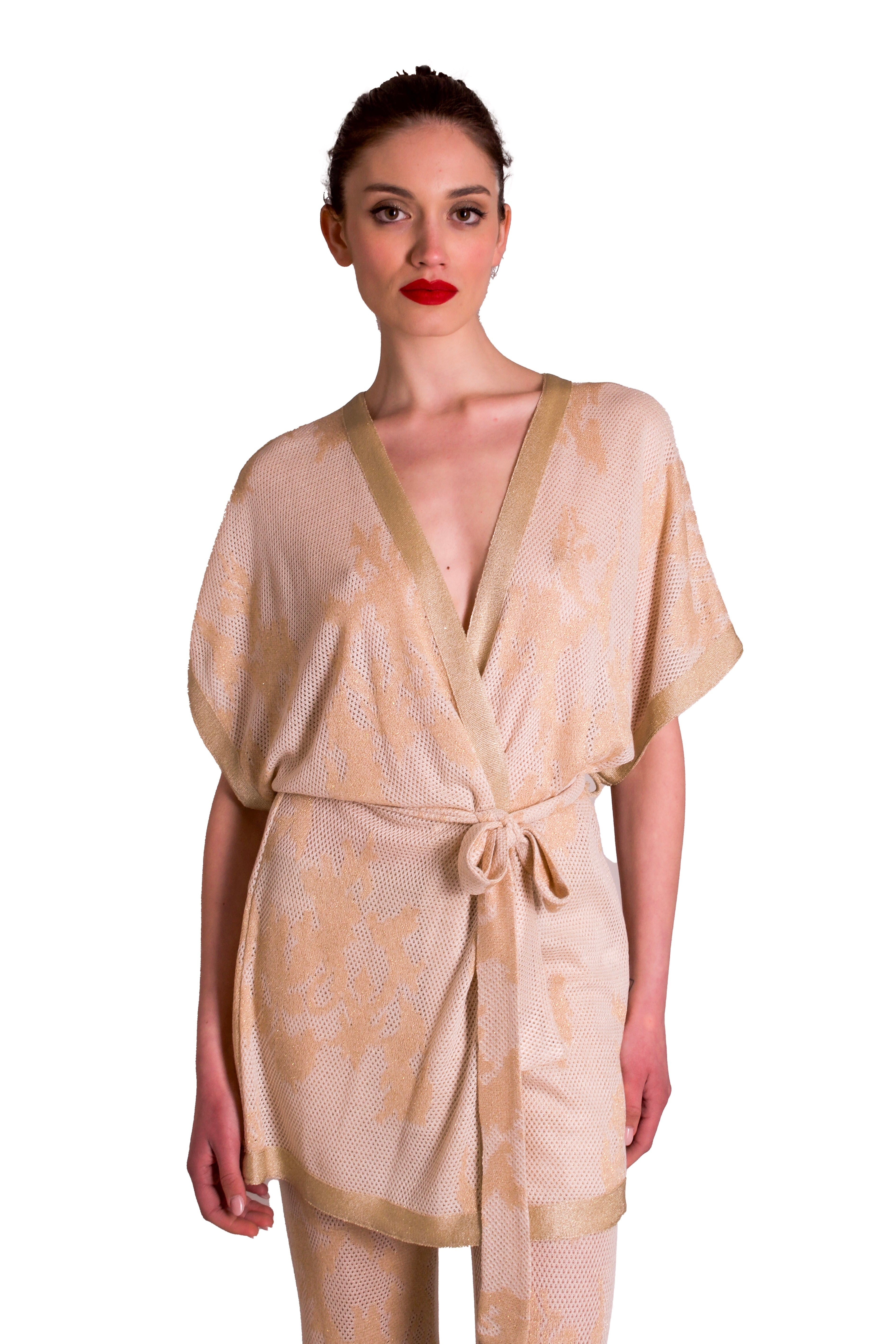 Giacca kimono in maglia lurex jacquard ANITIE'