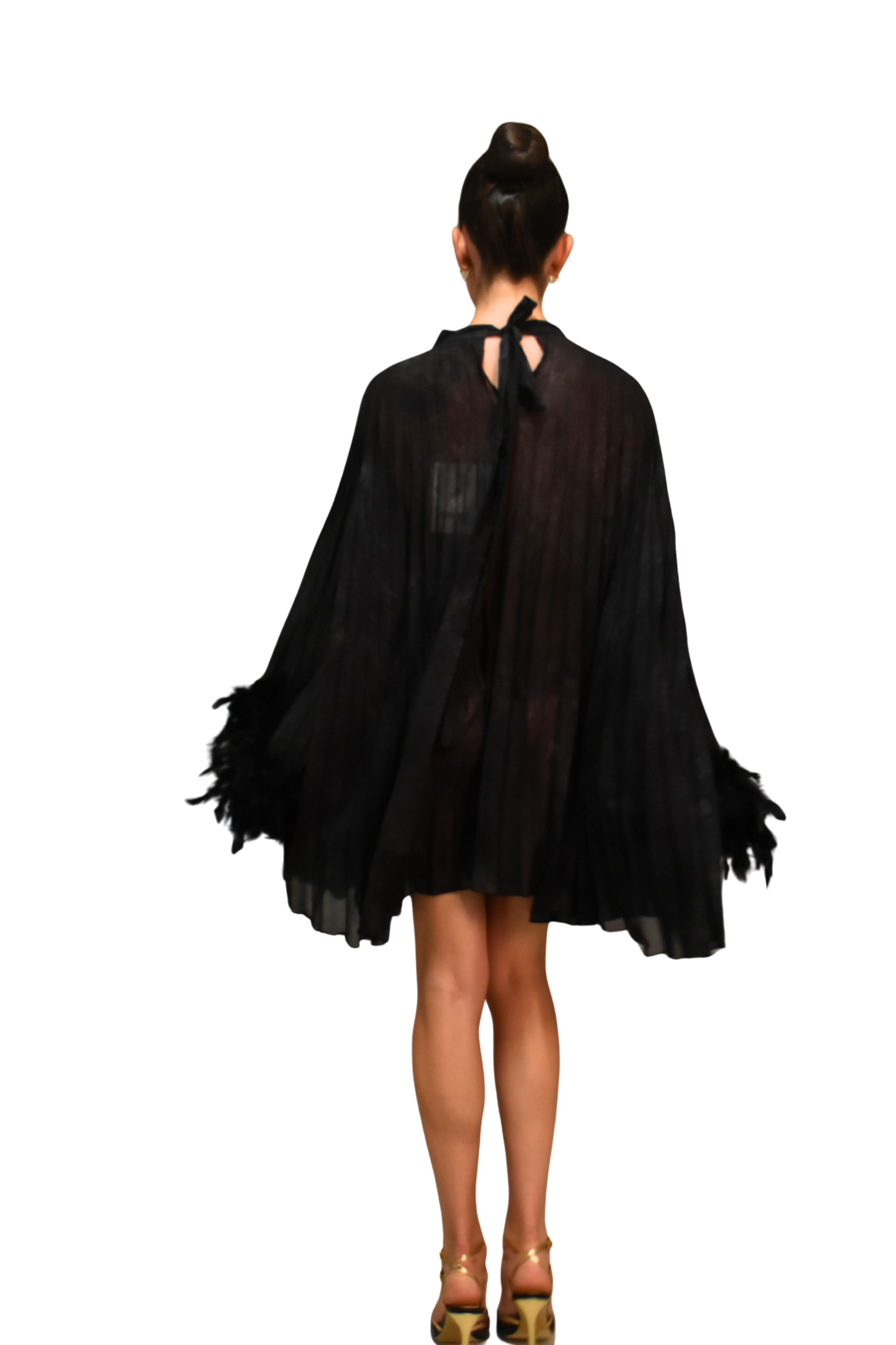 Miniabito plissè con piume ODI ET AMO