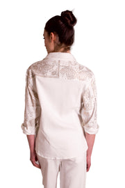 Giacca camicia in denim con bandana di strass MEISIE