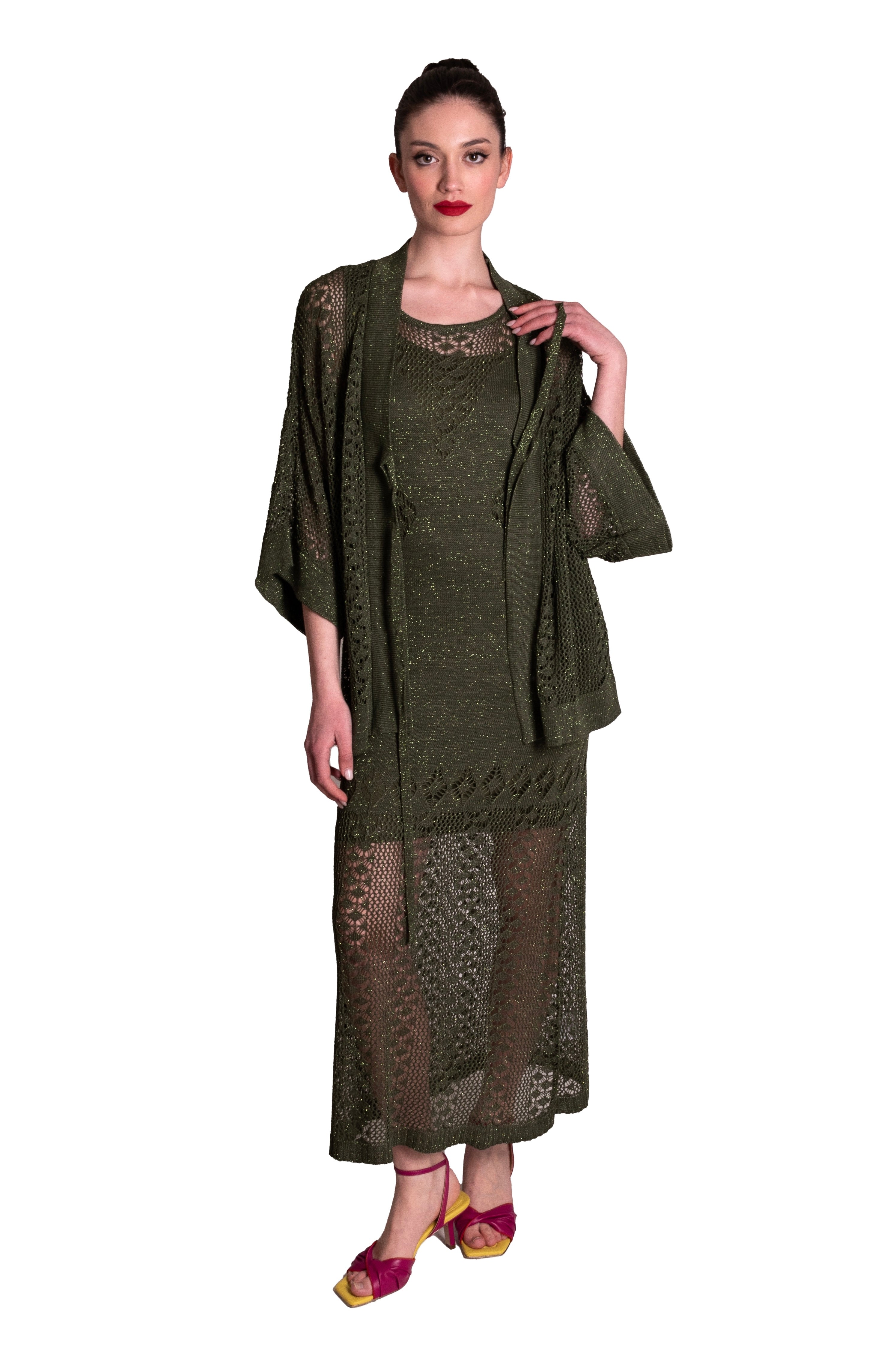 Cardigan in maglia lurex lavorazione crochet Z.O.E.