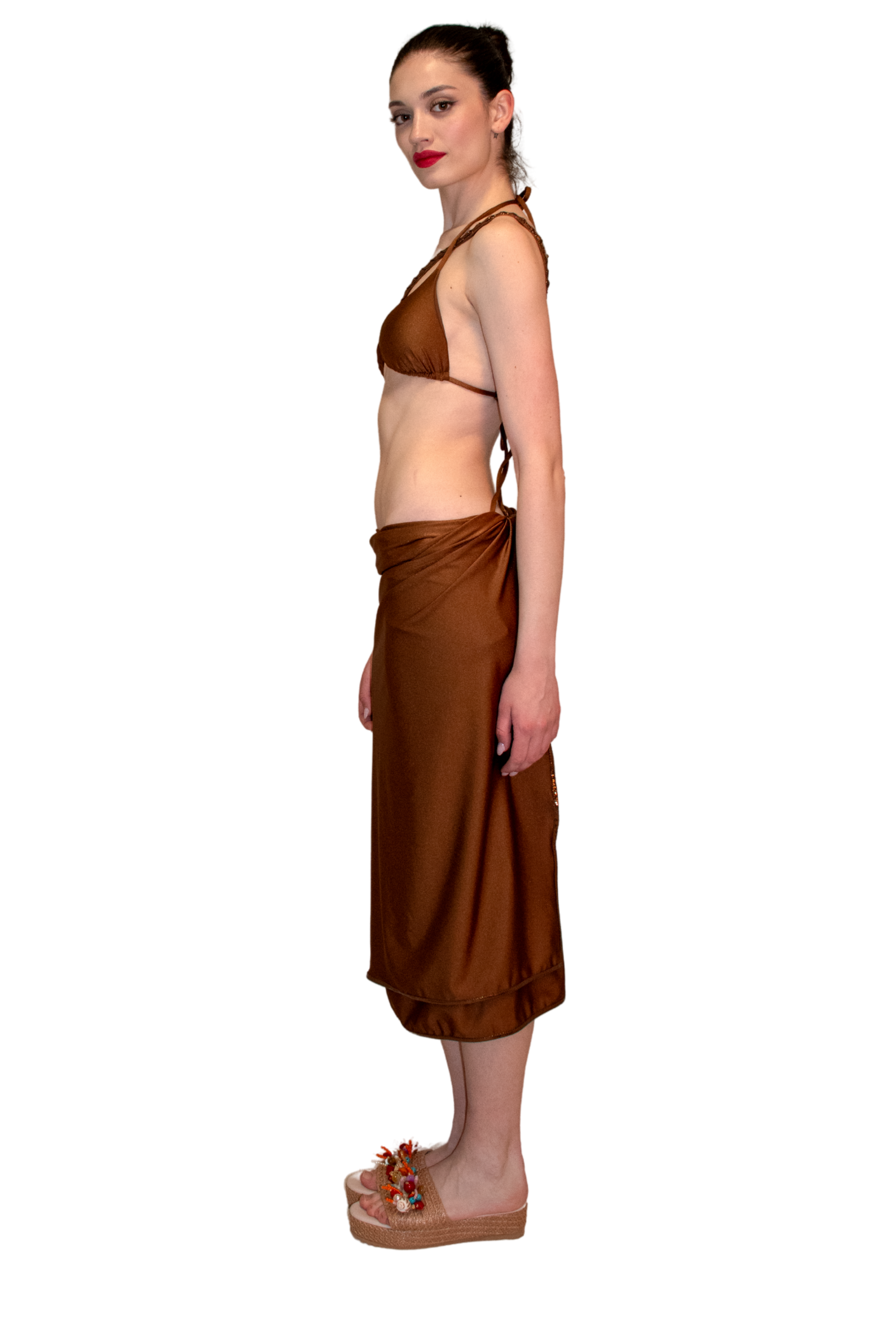 Pareo in lycra lucida con finiture laminate effetto pitone DRYCRI