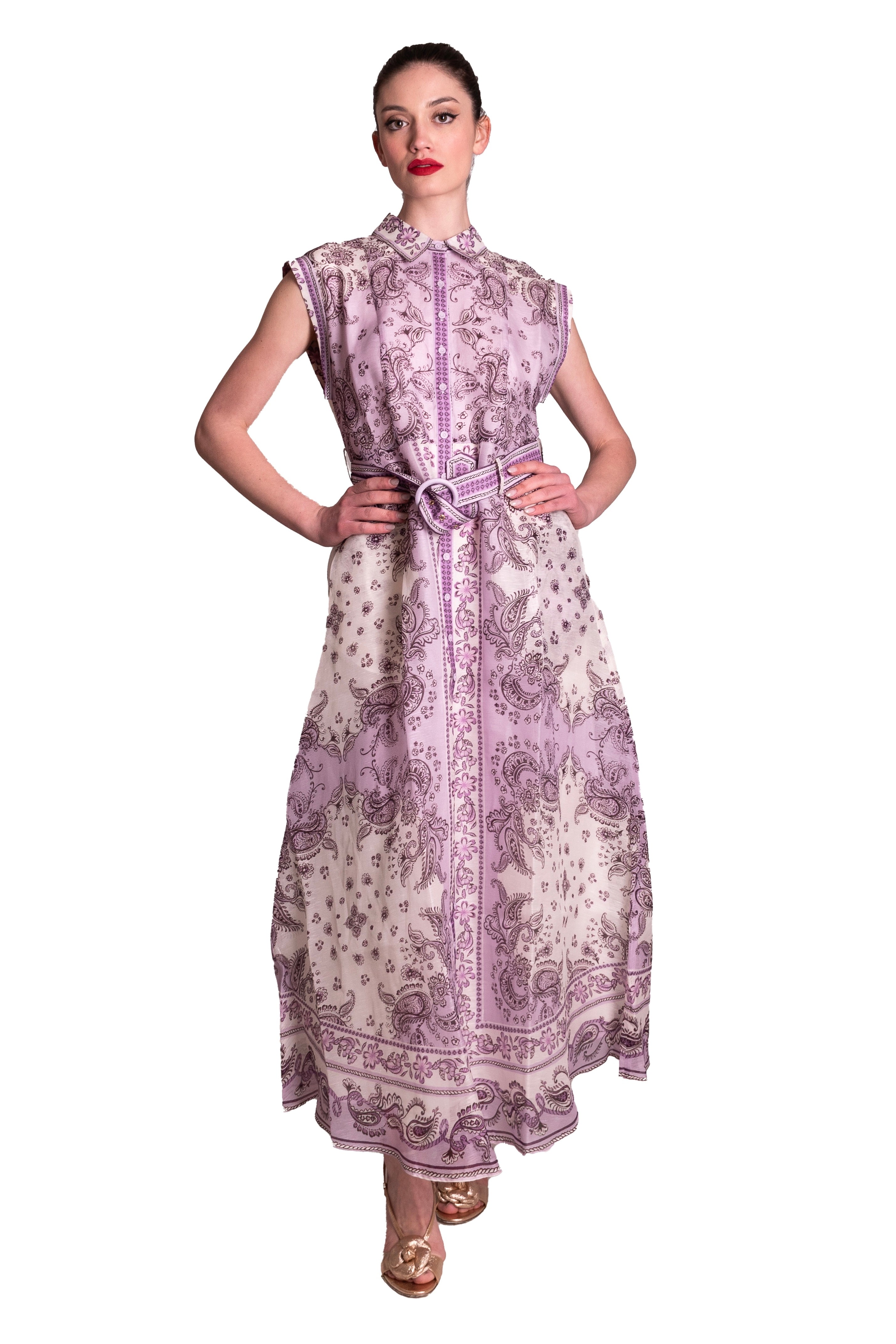 Abito lungo chemisier in organza di seta HALE BOB