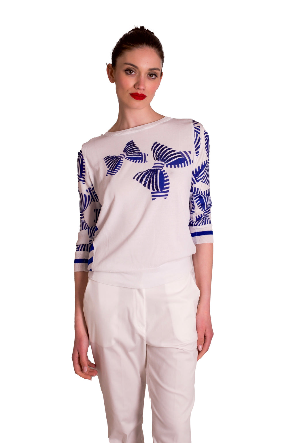 Maglia in viscosa stampa fiocchi e righe Z.O.E.