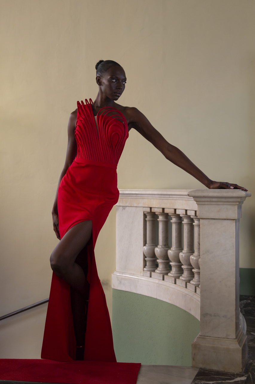 Nuova Collezione Abito lungo Con bustino geometrico ELISABETTA DORI