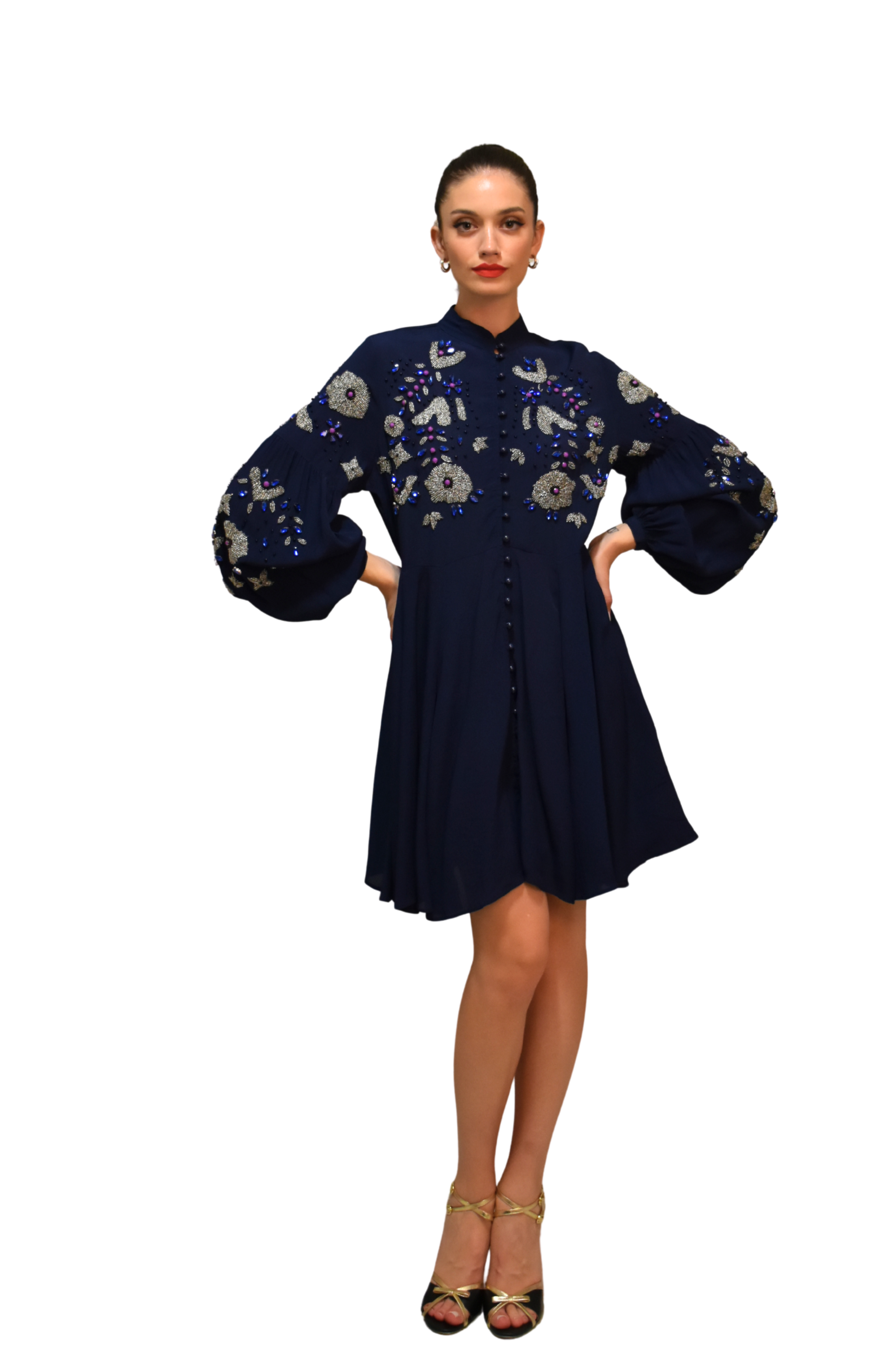 Abito ricamato a mano con gonna a ruota ODI ET AMO