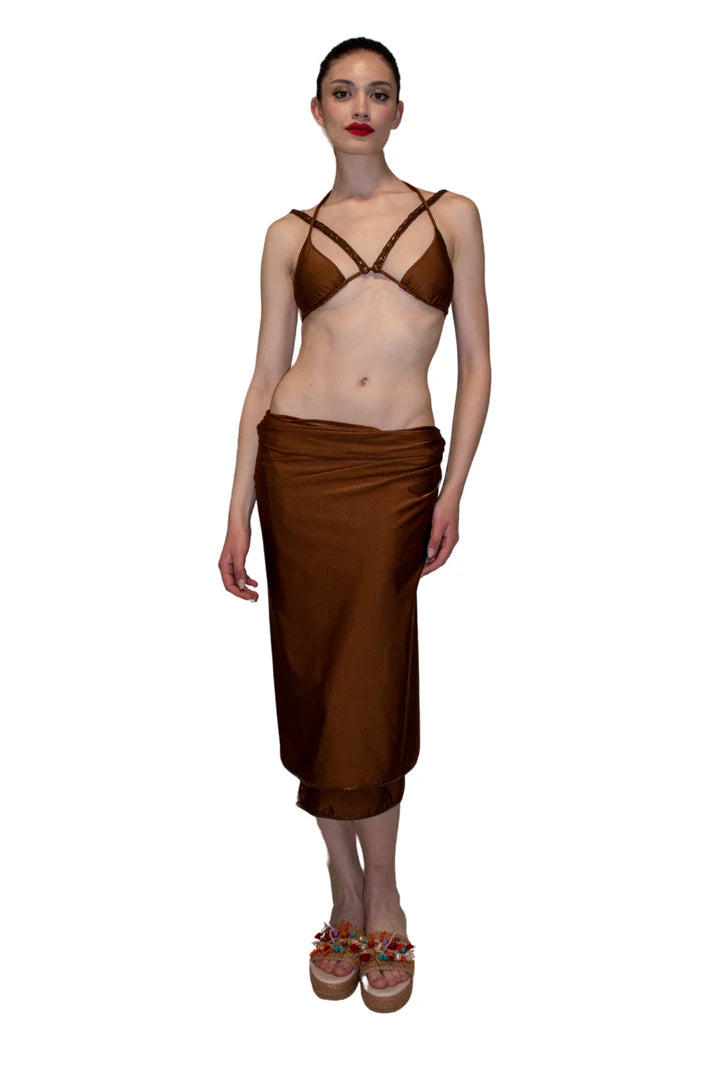 Pareo in lycra lucida con finiture laminate effetto pitone DRYCRI