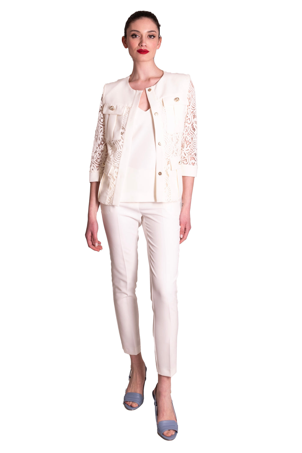 Giacca in cady con inserti macramè CLO'