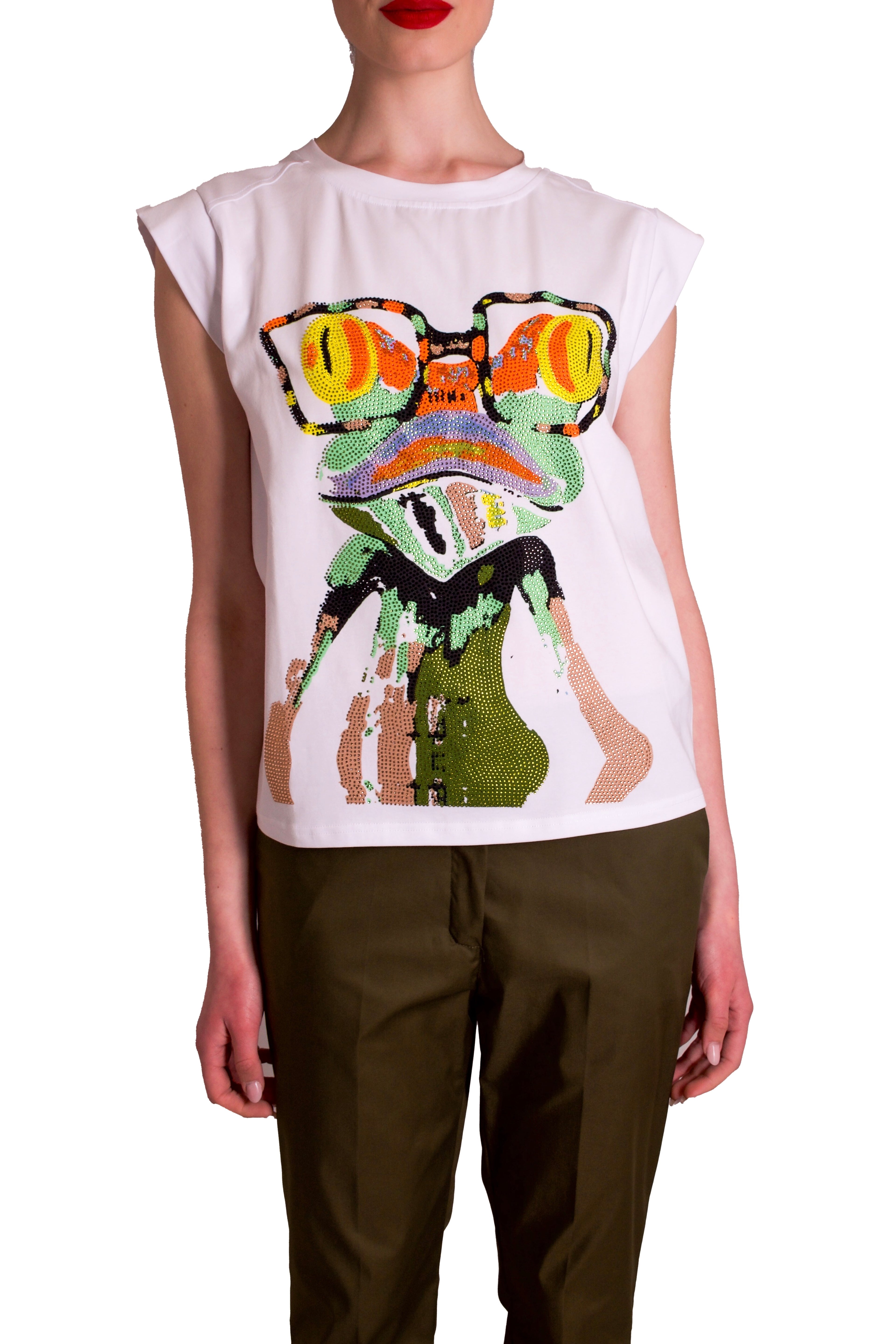 T-shirt di cotone stampa ranocchio con punti luce Z.O.E.