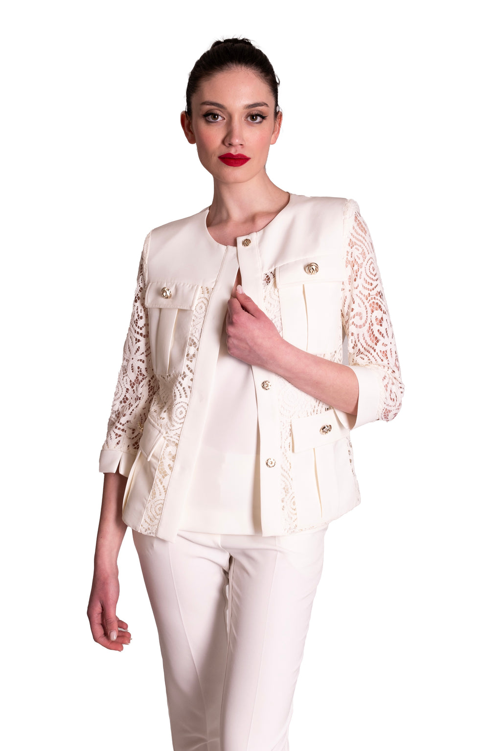 Giacca in cady con inserti macramè CLO'