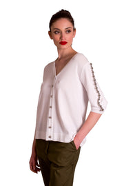 Cardigan in viscosa applicazioni perle Z.O.E.