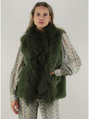 Gilet in finto pelo con inserto in mongolia PHO