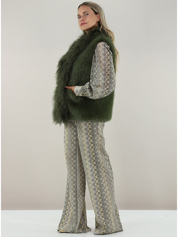 Gilet in finto pelo con inserto in mongolia PHO