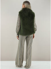 Gilet in finto pelo con inserto in mongolia PHO