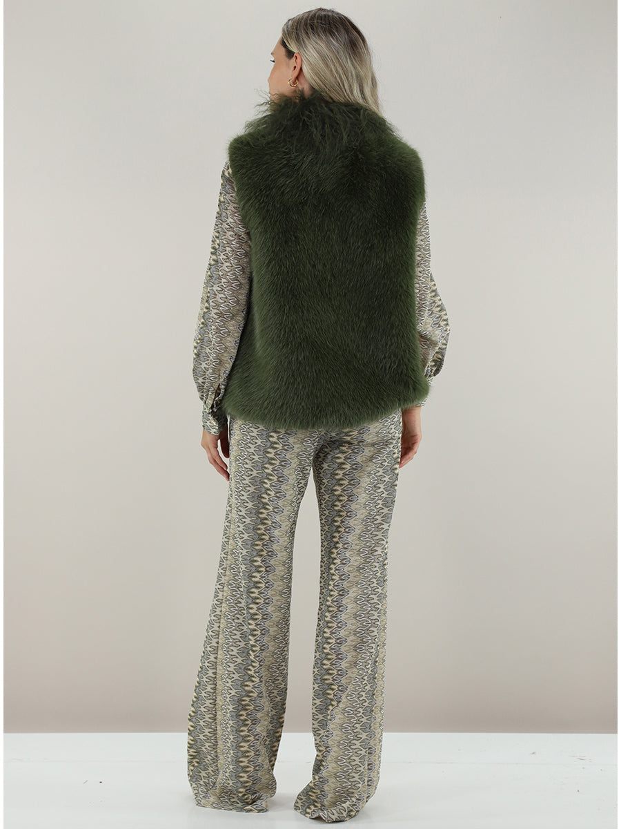 Gilet in finto pelo con inserto in mongolia PHO