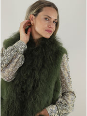 Gilet in finto pelo con inserto in mongolia PHO