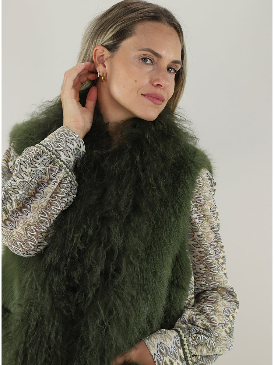 Gilet in finto pelo con inserto in mongolia PHO