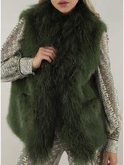 Gilet in finto pelo con inserto in mongolia PHO