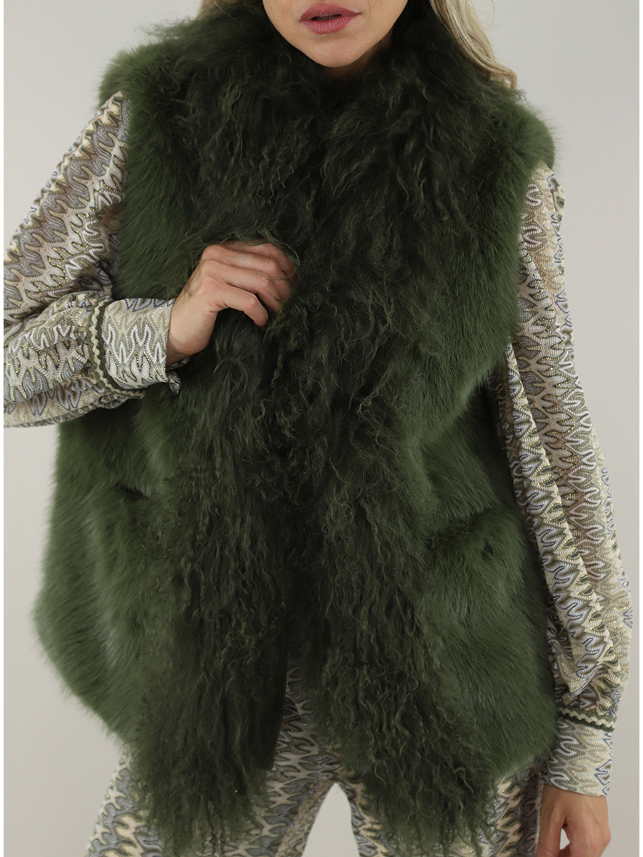 Gilet in finto pelo con inserto in mongolia PHO
